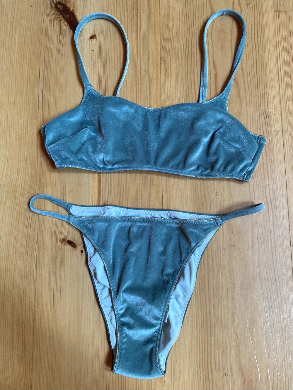 Victorias Secret Green Velvet Bikini Set Goddess Mermaid 2-Piece Swimsuit